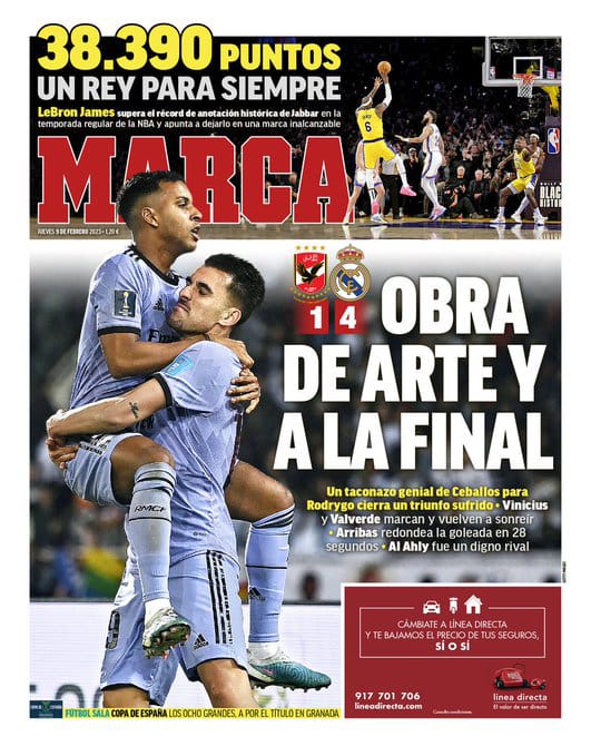 الصحف الإسبانية تحتفل بتأهل ريال مدريد لنهائي مونديال الأندية